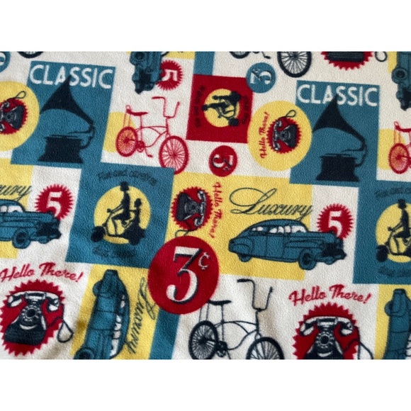 90’s Telephone Cars Motorcycle Bicycle Fleece Throw Blanket 68” x 58” - Picture 3 of 5